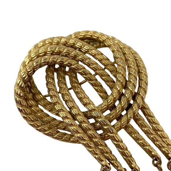 Vintage Monet Rope Knot Brooch Pin Goldtone Gold Tone Tremble Large 2.75 in Sign - Picture 10 of 12